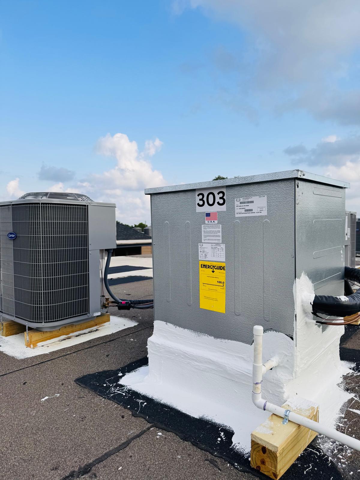 rooftop HVAC equipment maintenance for a Greenspoint home
