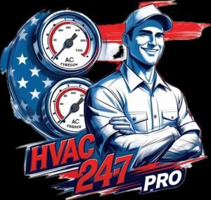 "Professional HVAC technician repairing an air conditioning unit, captured on June 25, 2025."