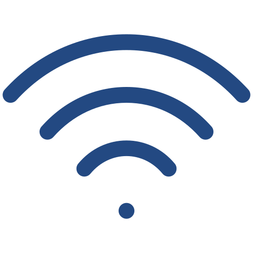 "WiFi symbol icon representing wireless internet connection."